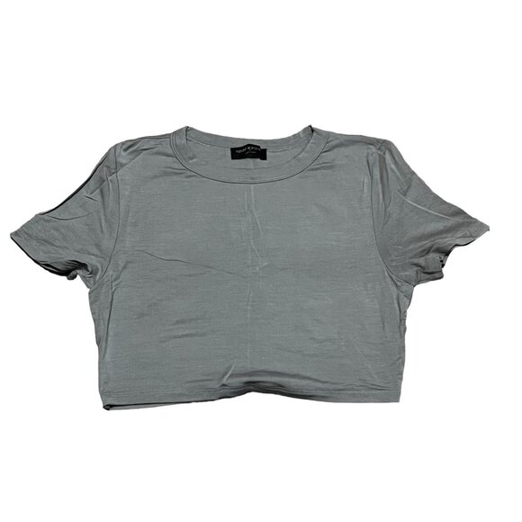 Naked Wardrobe Short Sleeve Crop Top T Shirt Sz Medium Womens Gray Soft Compress - Picture 1 of 5